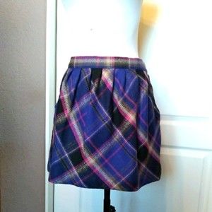 WOOL SKIRT PLAID SKIRT WOOL BLEND With Pockets WOMENS 4